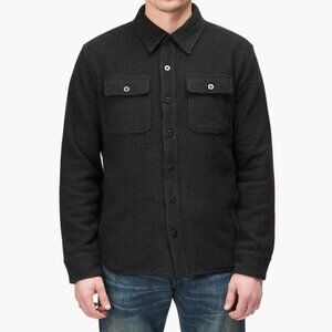 RRL Work Shirt Sweater Jacket Utility Long Sleeve Button Up Twill Gray Shacket